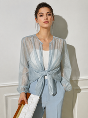 Blouse semi-transparente à manches longues