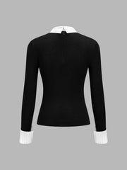 Top tricot effet deux pièces laine mélangée