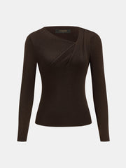Top tricot asymétrique manches longues
