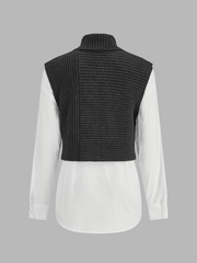 Ensemble gilet col montant et chemise