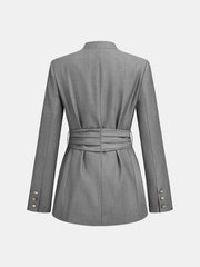 Blazer gris col V ceinturé