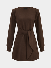 Robe mini taille nouée manches longues