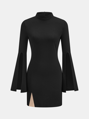 Robe mini col montant manches fendues