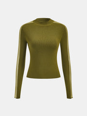 Top maille semi-transparent col rond
