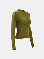 Top maille semi-transparent col rond