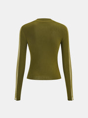Top maille semi-transparent col rond