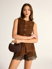 Ensemble gilet et short effet daim