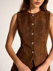 Ensemble gilet et short effet daim