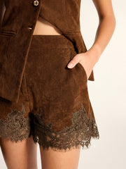 Ensemble gilet et short effet daim