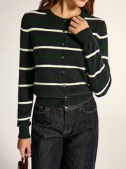 Cardigan rayé boutonné classique