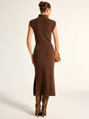 Robe pull col roulé fente latérale