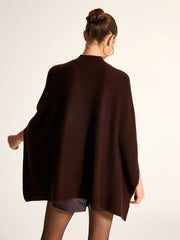 Cape tricot ceinturée col montant