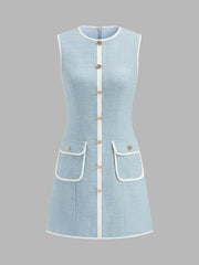 Robe mini sans manches bordure contrastée
