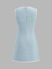 Robe mini sans manches bordure contrastée
