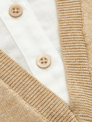 Top tricot effet deux pièces col chemise