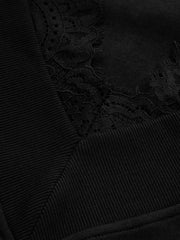 Sweat court col V dentelle manches ballon