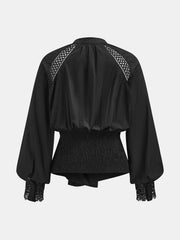 Blouse froncée à empiècements dentelle