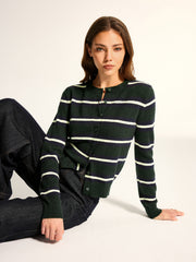 Cardigan rayé boutonné classique