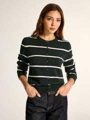 Cardigan rayé boutonné classique