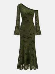 Robe sirène fleurie épaules dénudées