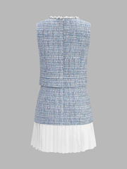 Robe mini tweed ourlet plissé