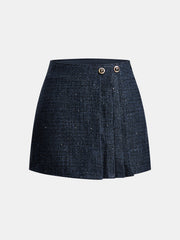Jupe short plissée tweed