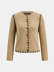 Cardigan boutonné surpiqûres contrastantes
