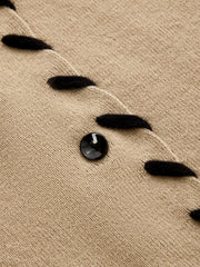 Cardigan boutonné surpiqûres contrastantes