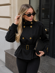 Veste militaire croisée à ceinture