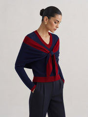 Top tricot châle amovible bicolore
