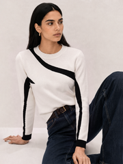 Top maille manches longues colorblock