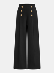 Pantalon ample à boutons dorés noir, pièce seule, vue de face