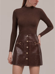 Jupe mini simili cuir grainé