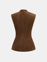 Gilet suédine marron détails métal