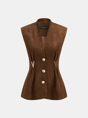 Gilet suédine marron détails métal