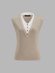 Pull sans manches effet deux pièces