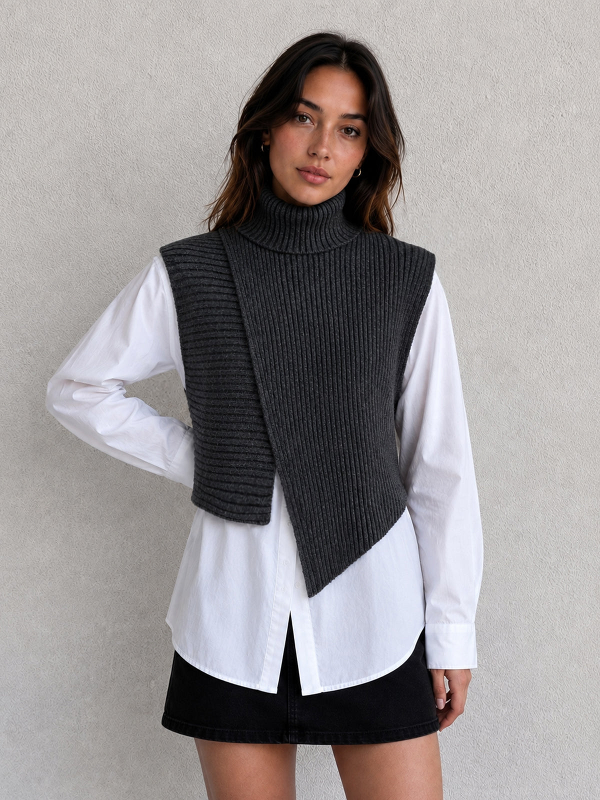 Ensemble gilet col montant et chemise