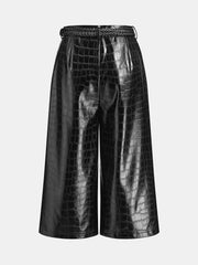 Pantalon culotte en simili croco noir, pièce seule, vue de dos
