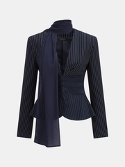 Blazer marine rayé à écharpe