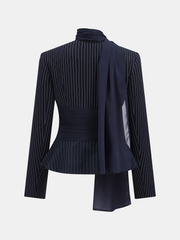 Blazer marine rayé à écharpe