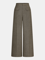 Pantalon ample en tweed brun, pièce seule, vue de face