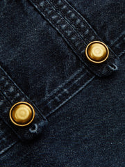Top denim col montant