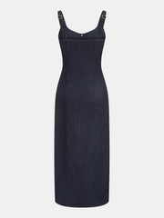 Robe midi en denim boutonnée