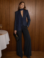 Blazer marine rayé à écharpe