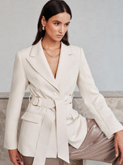 Blazer ivoire à ceinture