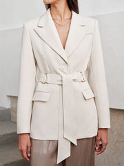 Blazer ivoire à ceinture