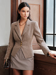 Blazer pied-de-poule à lacets