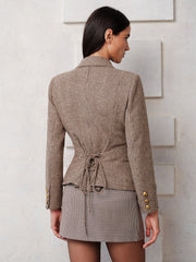 Blazer pied-de-poule à lacets