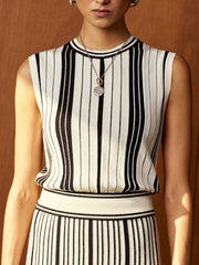 Ensemble jupe maxi rayée tricoté
