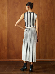 Ensemble jupe maxi rayée tricoté